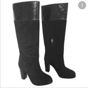 Diane von Furstenberg Tall Black Suede Boots Sz 7